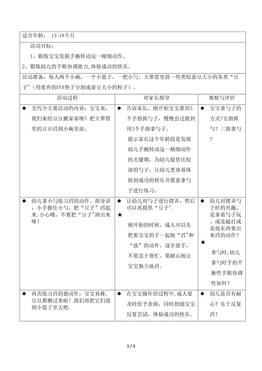 廊下幼儿园0-3岁早教活动方案1_第3页