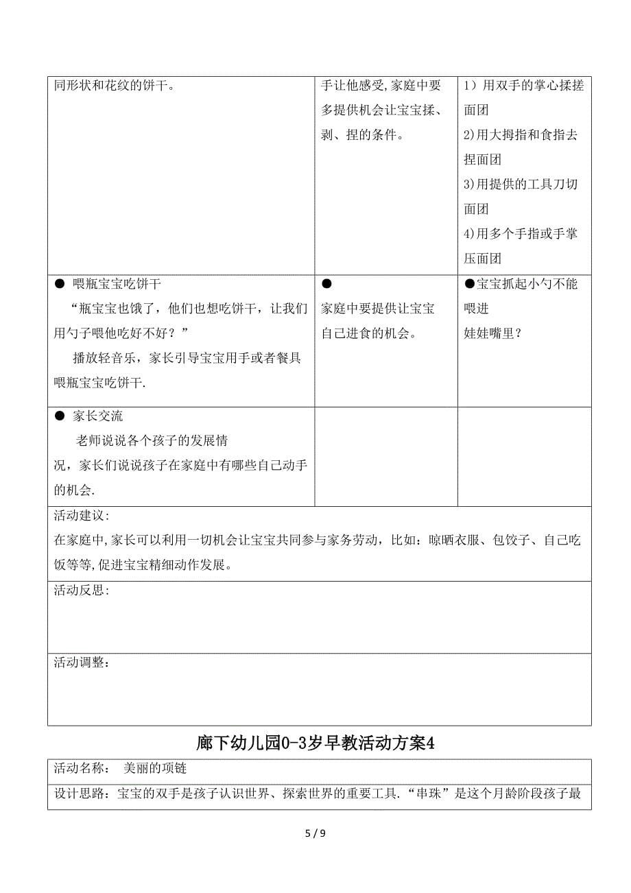 廊下幼儿园0-3岁早教活动方案1_第5页