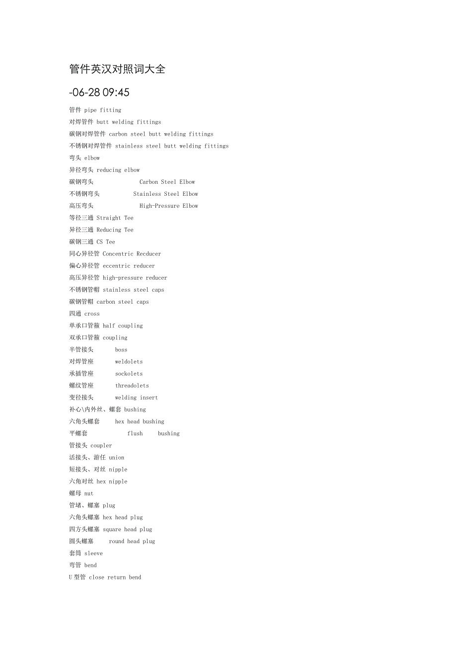 管件英汉对照词大全_第1页