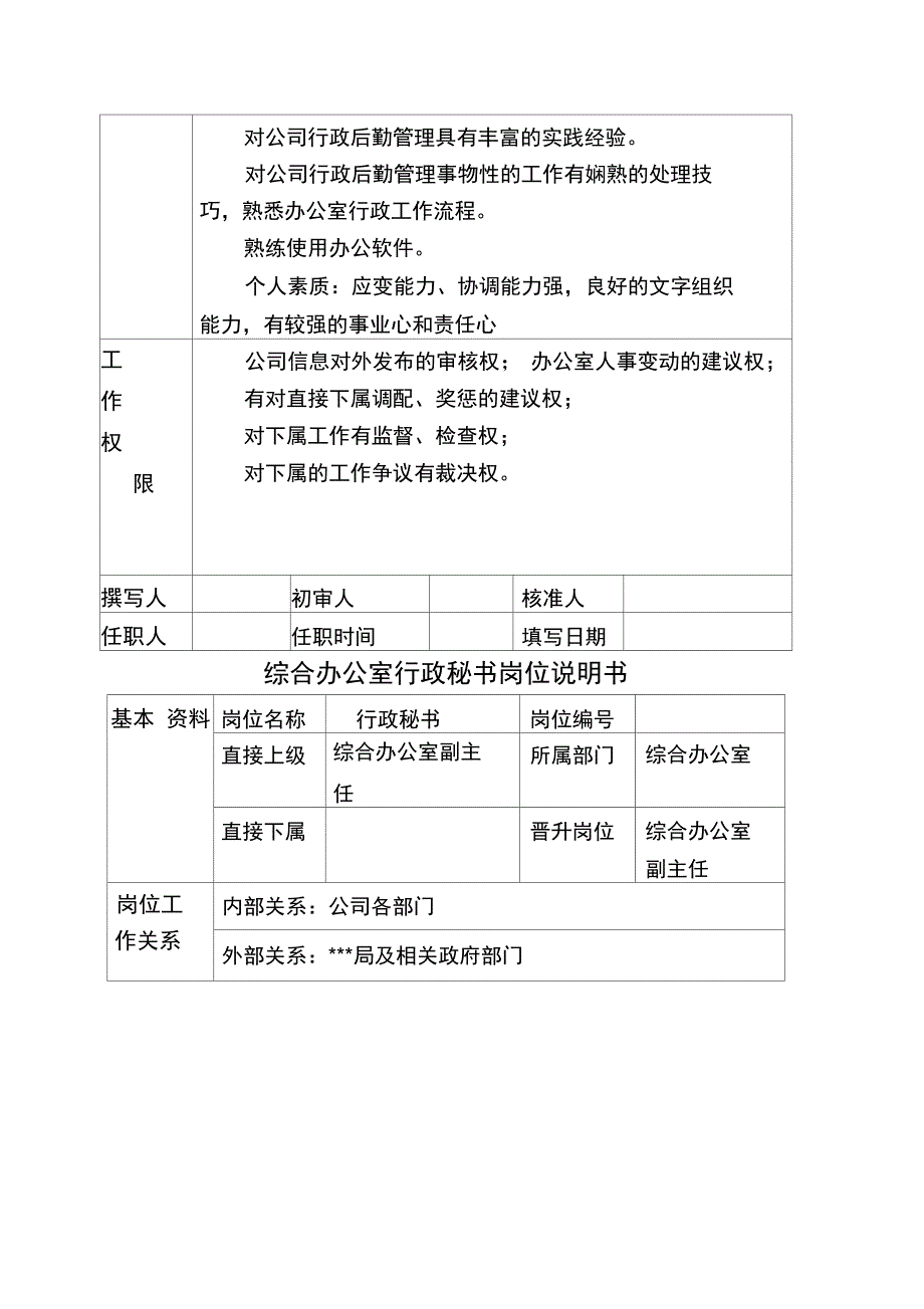 办公室岗位说明书_第4页