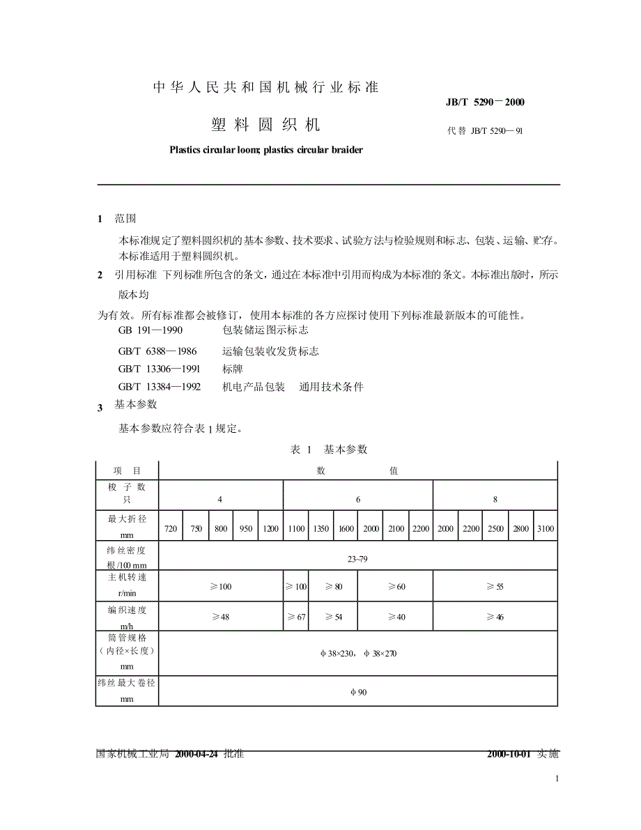 【JB机械行业标准】JBT 52902000 塑料圆织机_第3页