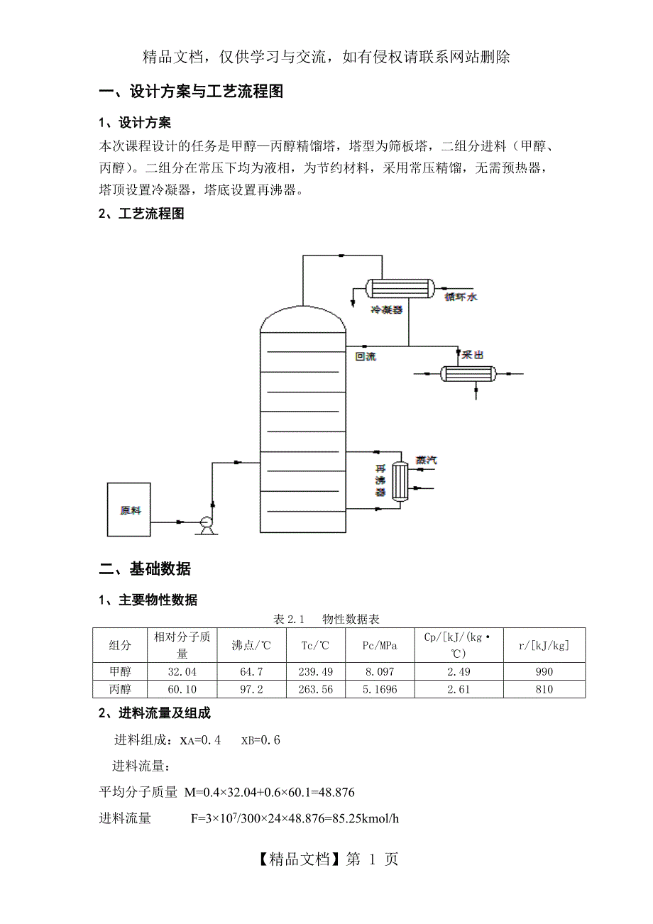 化工原理课程设计(甲醇丙醇精馏塔)_第4页