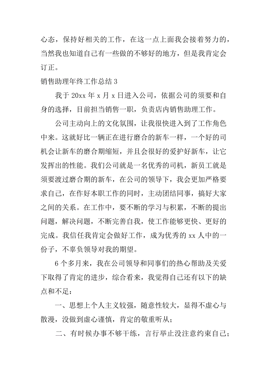 2023年销售助理年终工作总结精选篇_第4页