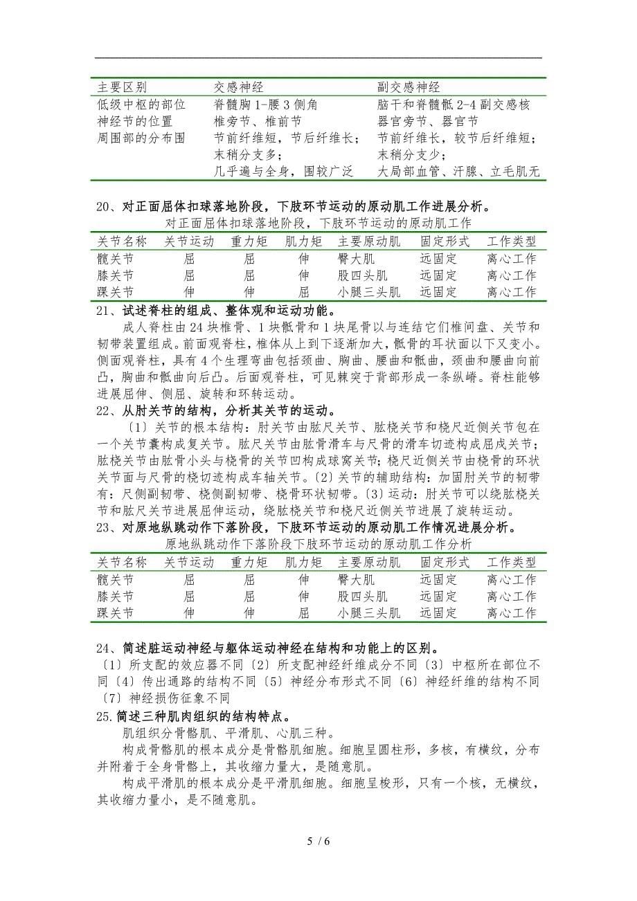 大学体教期末考试——运动解剖学名词解释与简答-(1)_第5页