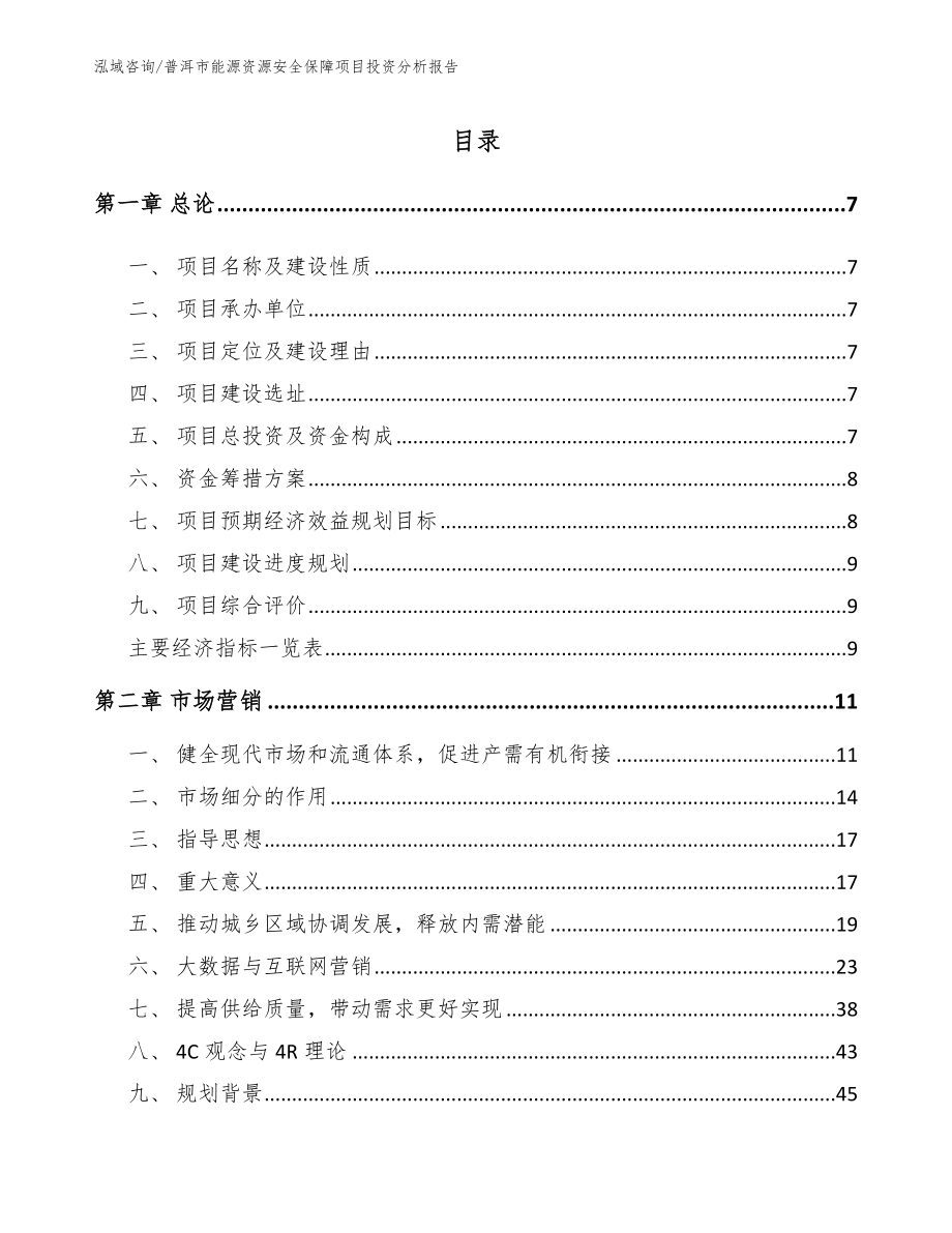 普洱市能源资源安全保障项目投资分析报告_模板_第2页