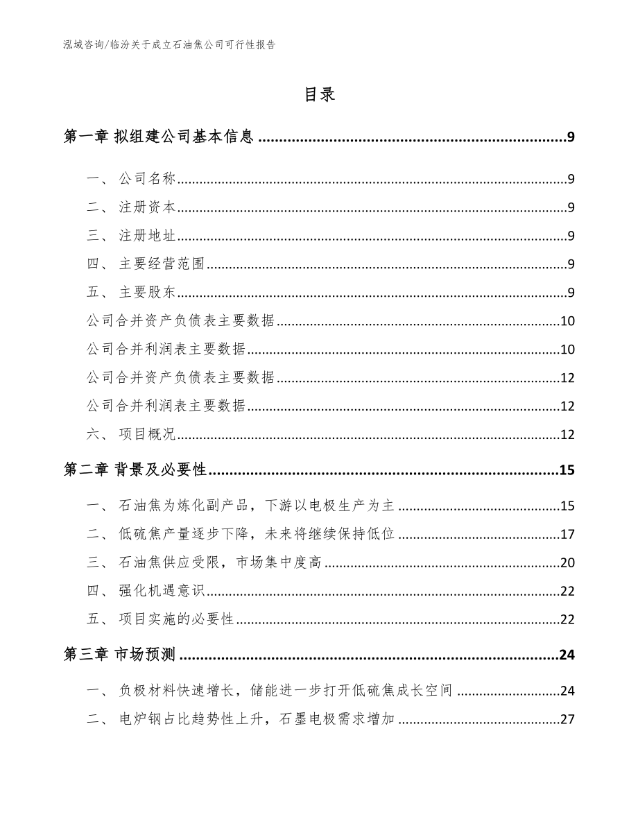 临汾关于成立石油焦公司可行性报告模板_第2页