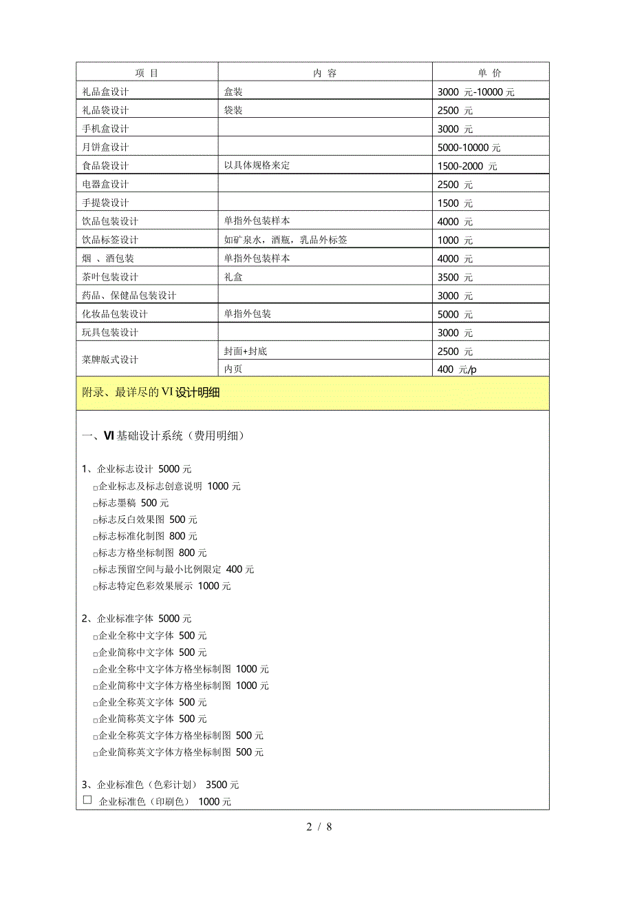 平面设计收费价格表_第2页