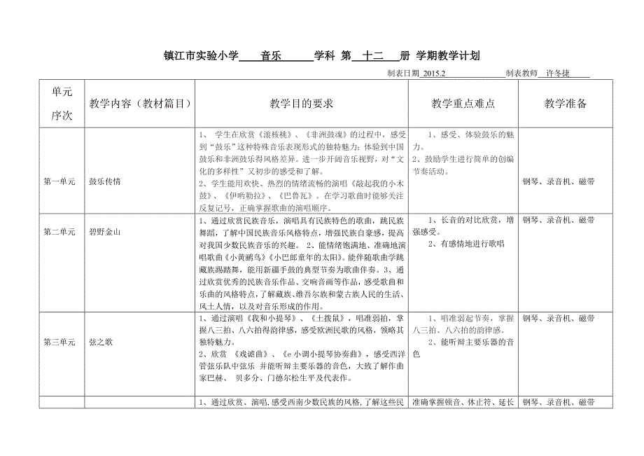 六下教学计划、进度表.doc_第1页