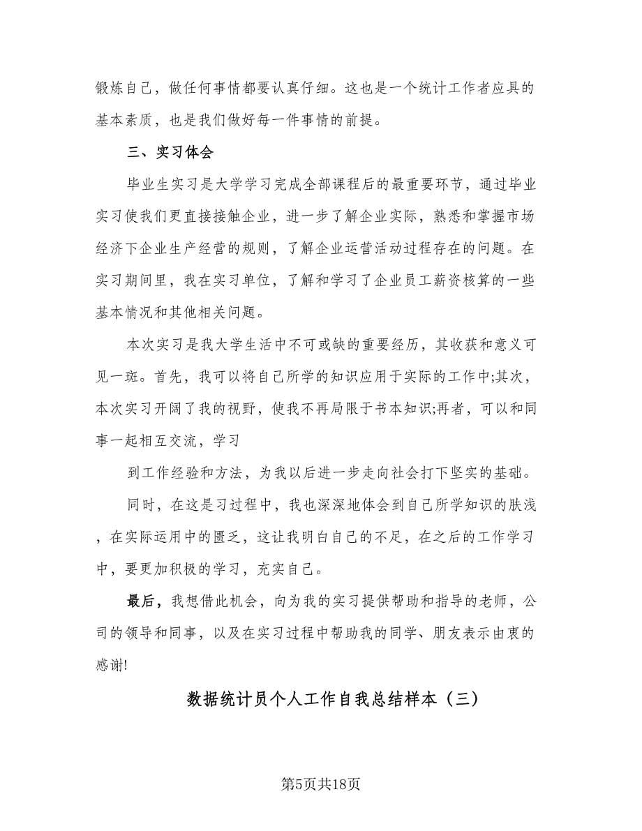 数据统计员个人工作自我总结样本（六篇）.doc_第5页