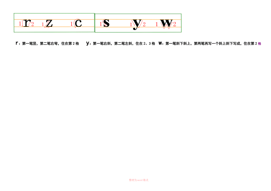 6个单韵母和20个声母的笔顺Word_第4页