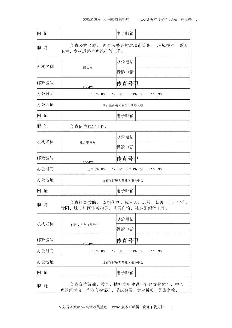 红石崖街道机构信息_第5页