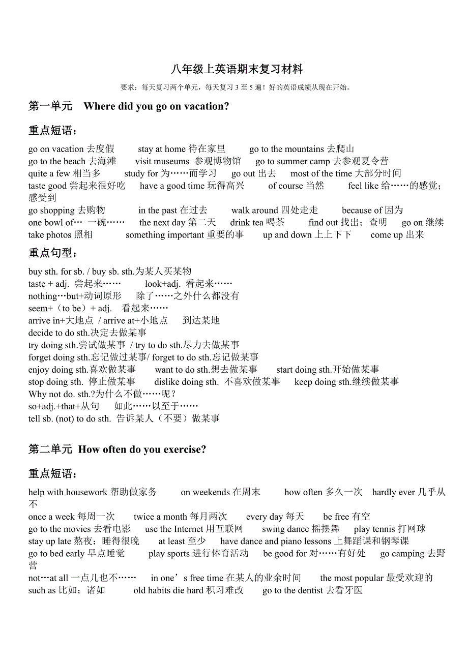 (完整word版)最新人教版八上英语知识点期末复习材料(word文档良心出品).doc_第1页