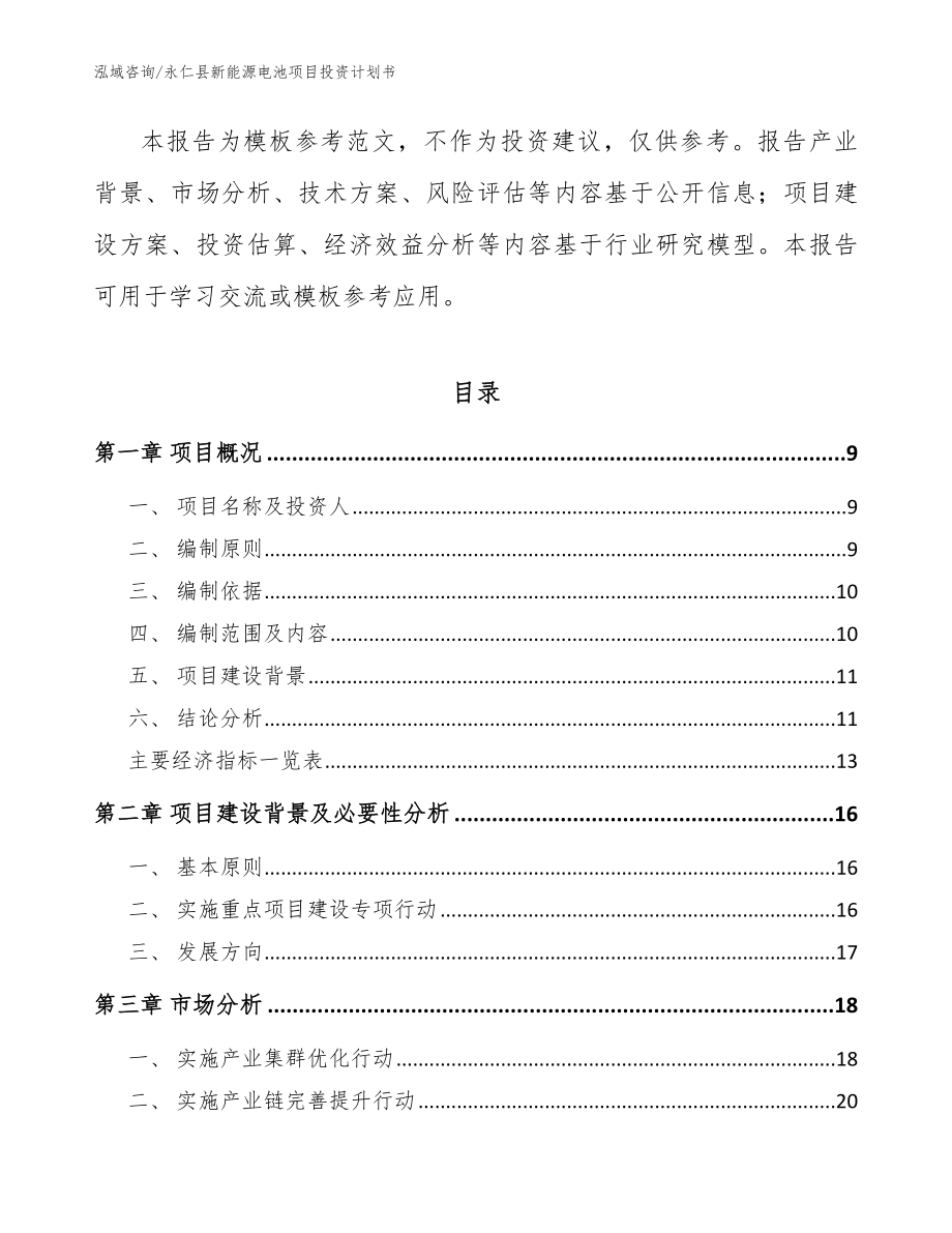 永仁县新能源电池项目投资计划书【模板范文】_第3页