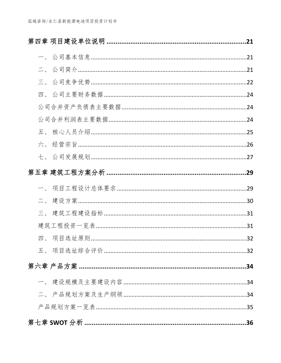 永仁县新能源电池项目投资计划书【模板范文】_第4页