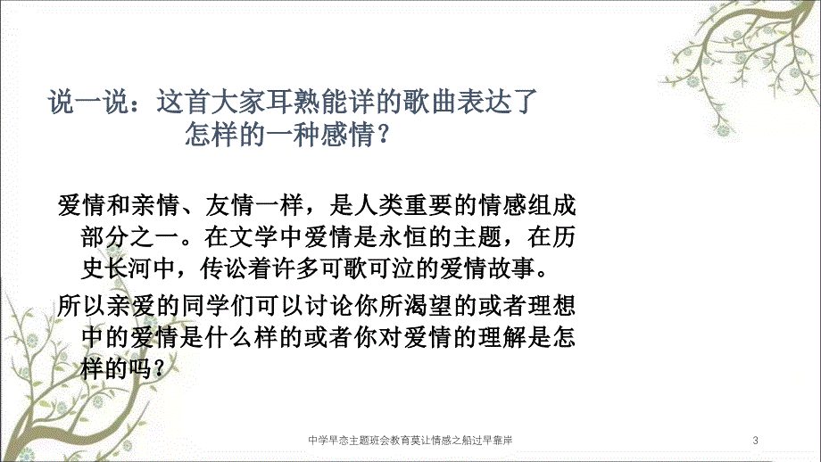 中学早恋主题班会教育莫让情感之船过早靠岸课件_第3页