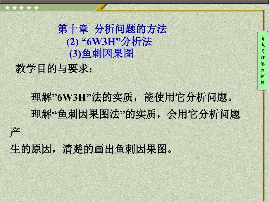 分析问题的方法6W3H分析法鱼刺因果课件_第1页