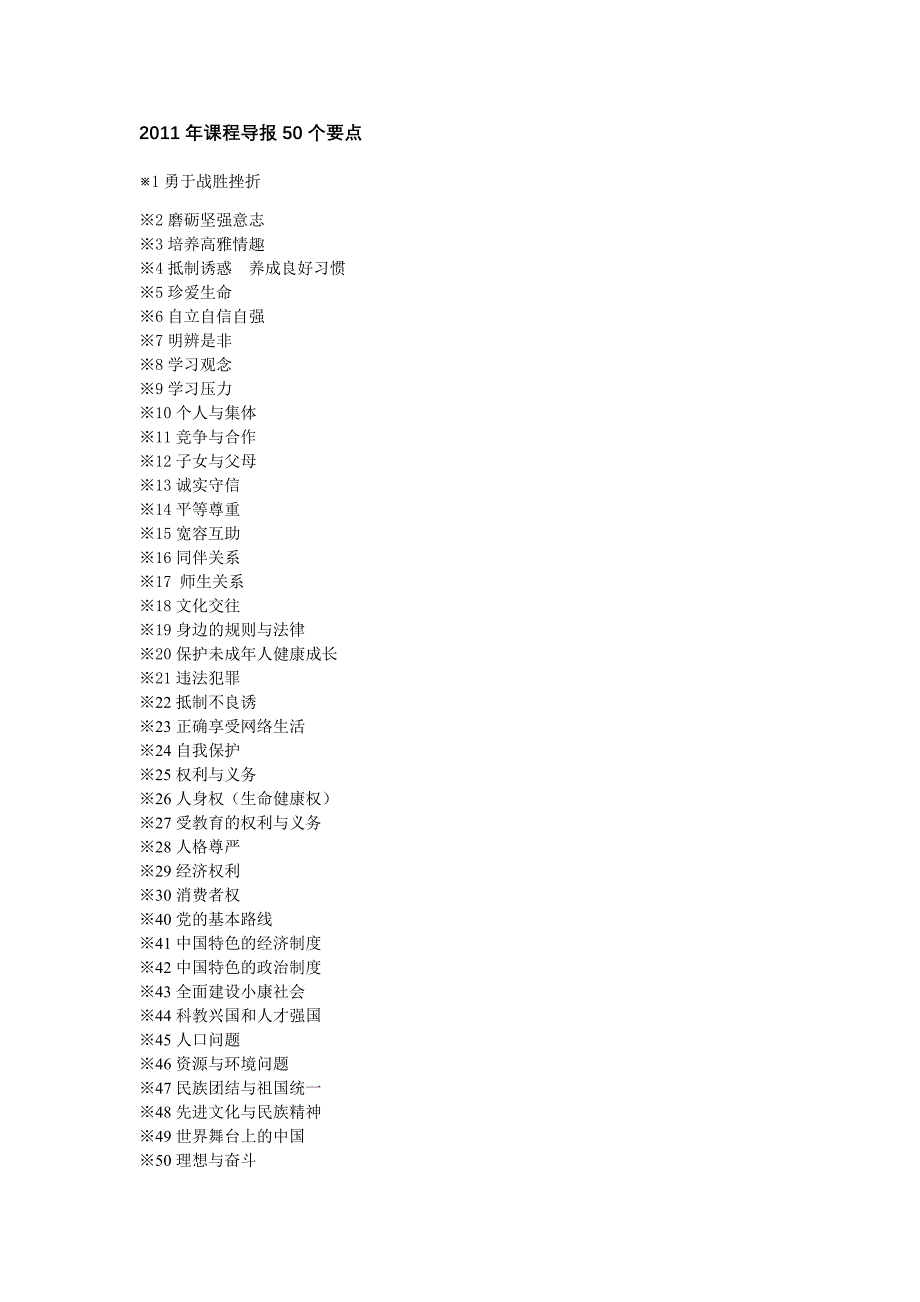 2011年课程导报50个要点（教育精品）_第1页
