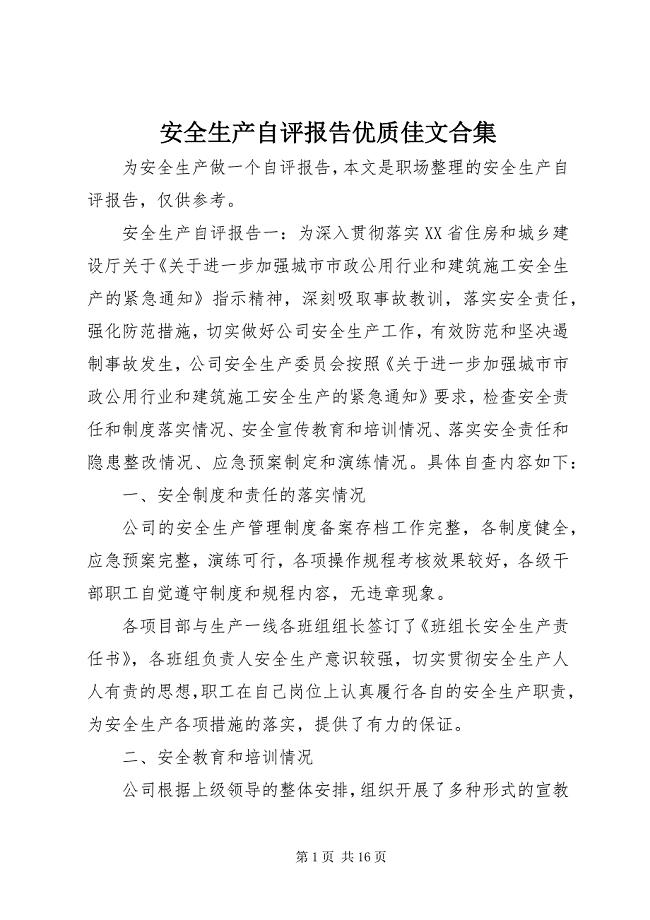 2023年安全生产自评报告优质佳文合集.docx