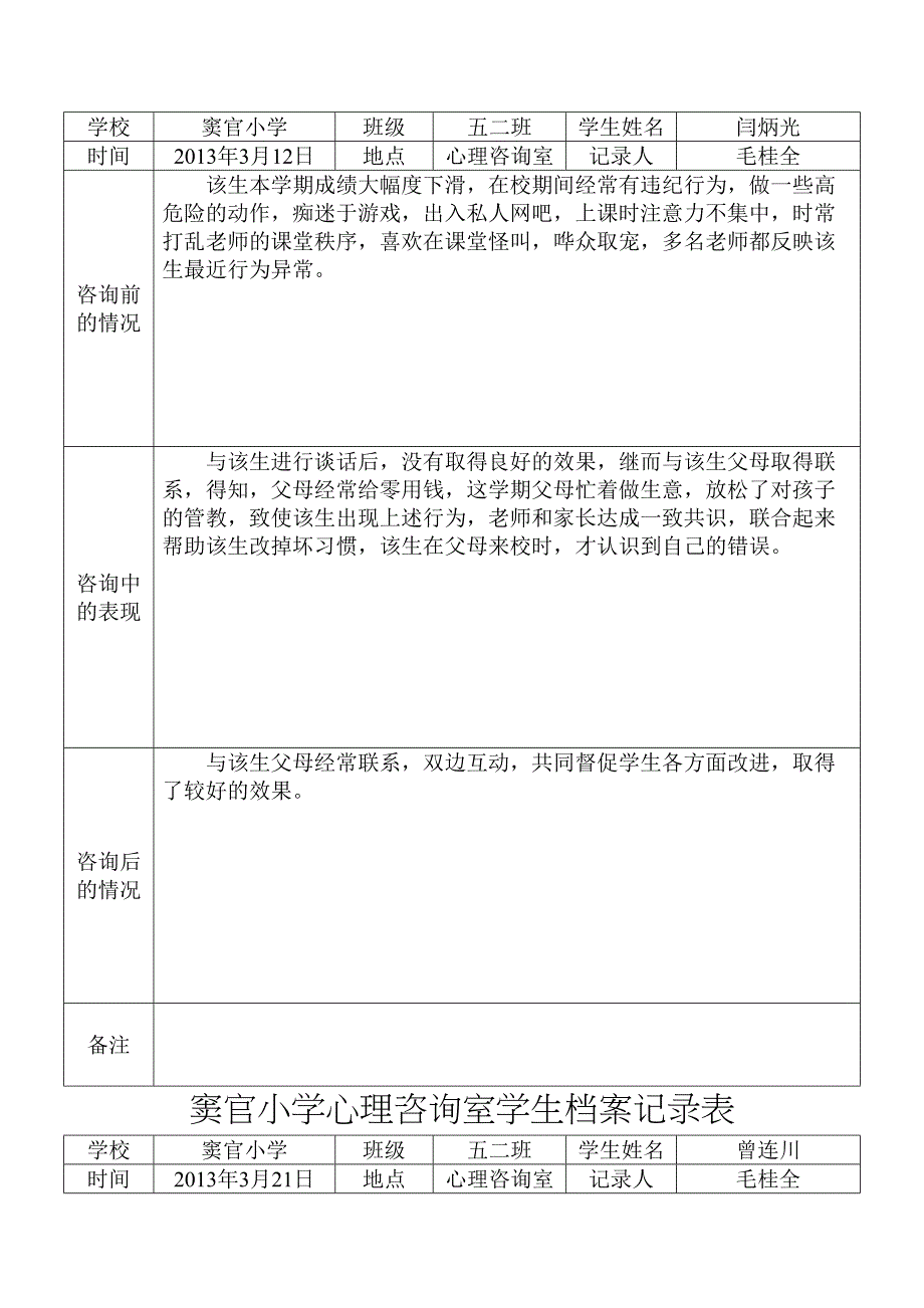 小学心理咨询室学生档案记录表(DOC 10页)_第2页