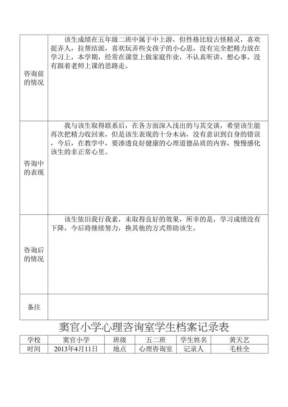 小学心理咨询室学生档案记录表(DOC 10页)_第5页