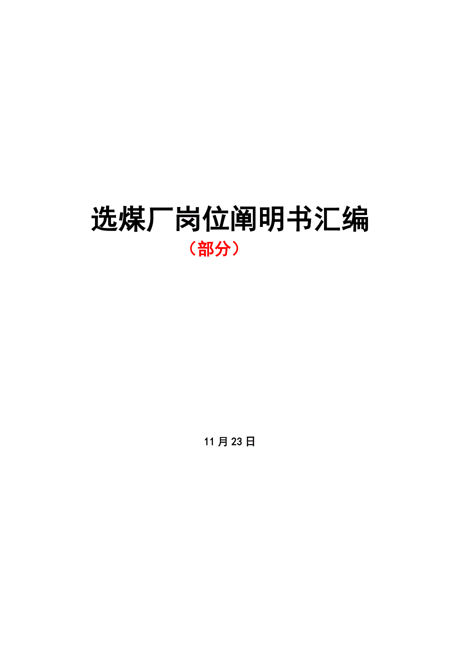 选煤厂厂长机电厂长等岗位专项说明书培训资料_第1页