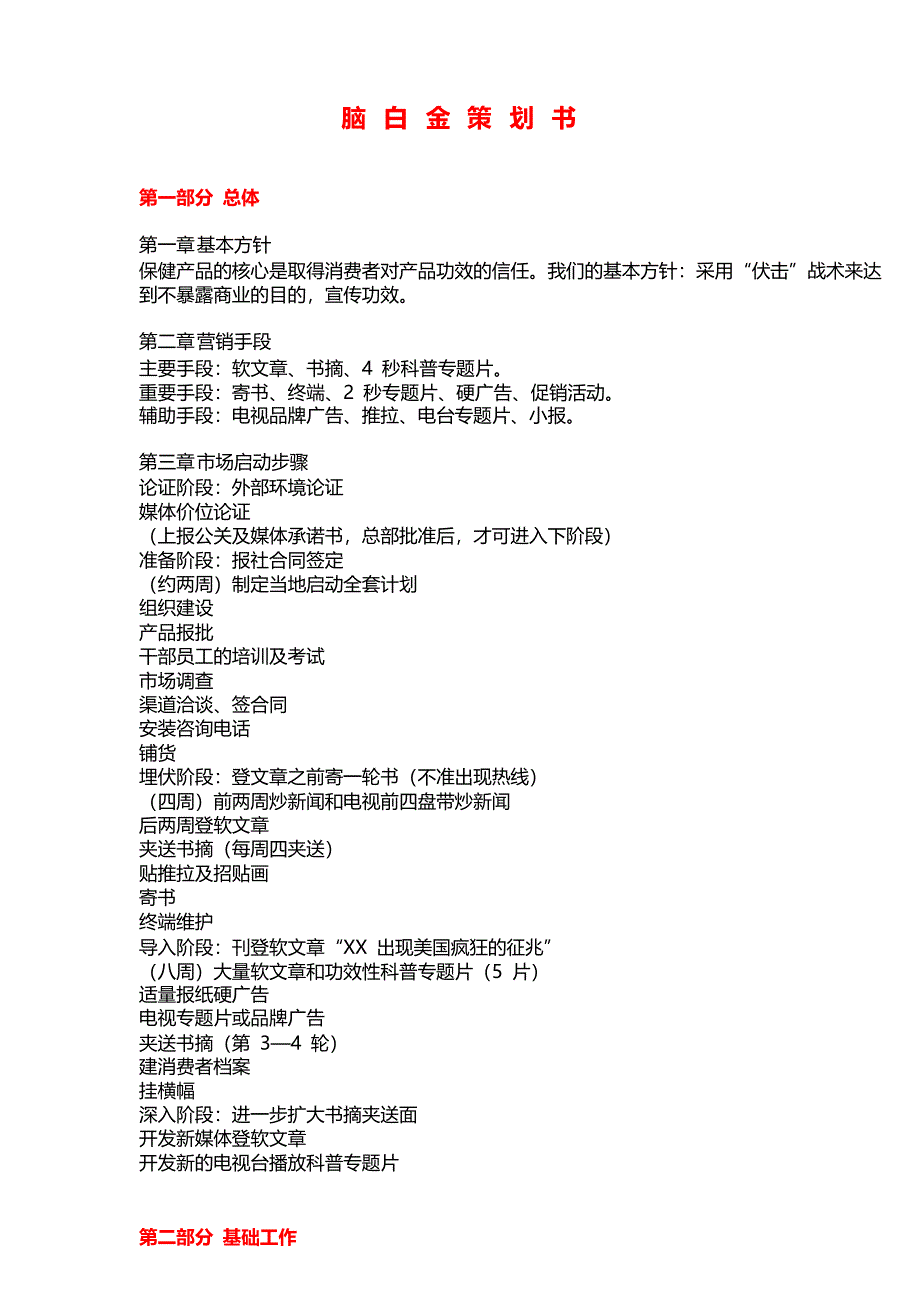 史玉柱亲笔写的脑白金策划方案_第1页