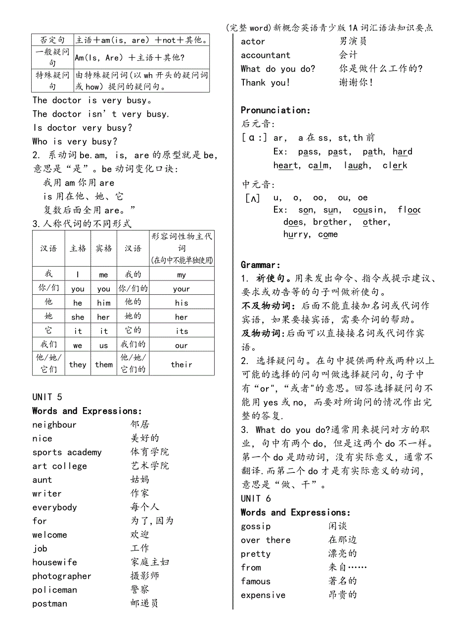 (完整word)新概念英语青少版1A词汇语法知识要点.doc_第3页