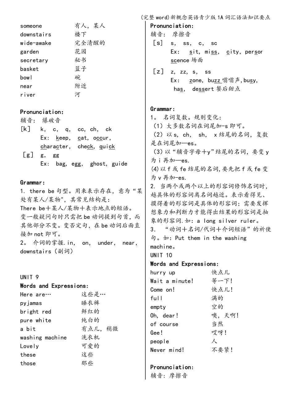 (完整word)新概念英语青少版1A词汇语法知识要点.doc_第5页