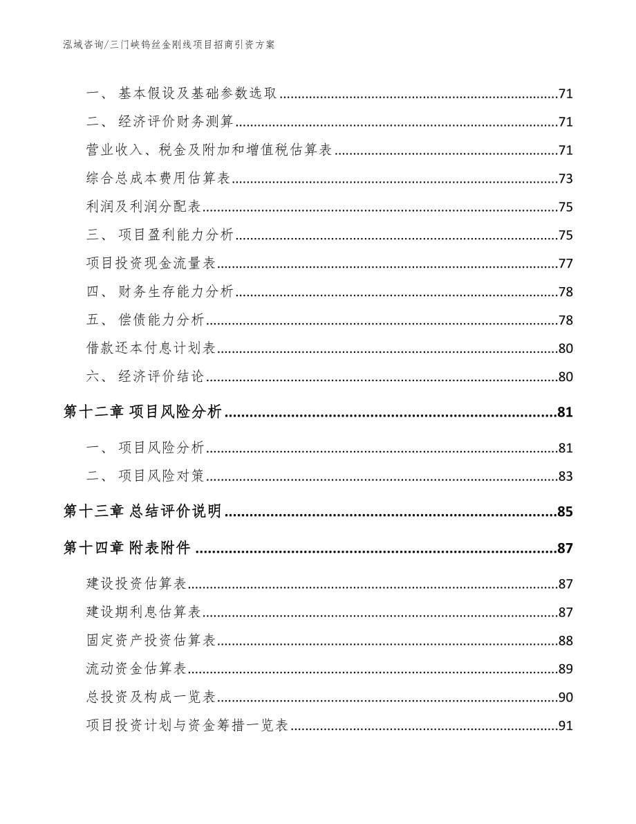 三门峡钨丝金刚线项目招商引资方案_第5页