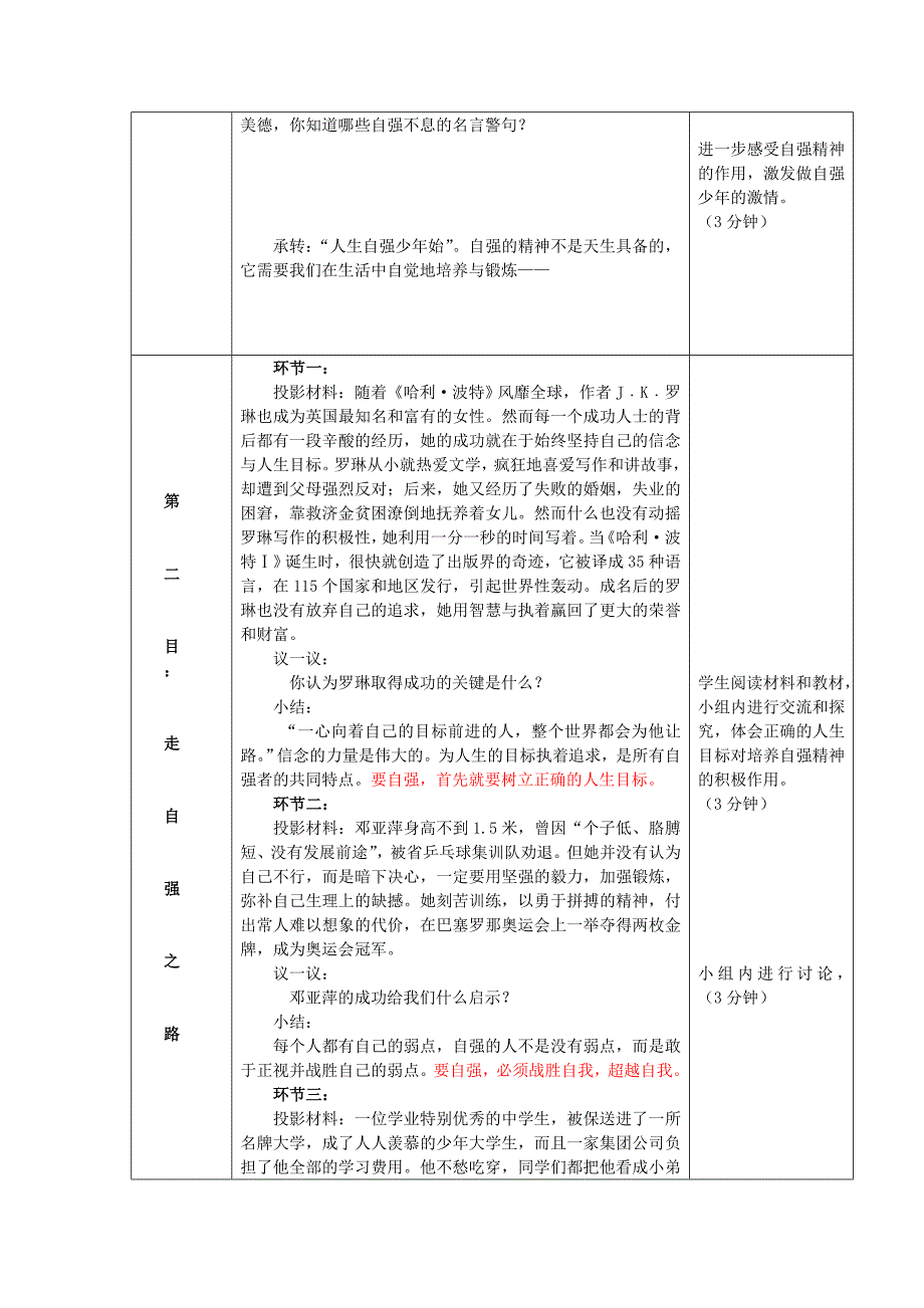 七年级思想品德上册 描绘自强人生教案1 鲁教版_第3页