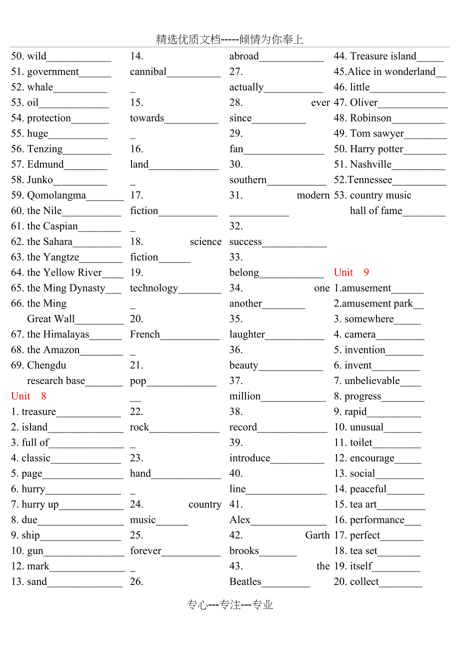 人教版八年级下册英语单词表默写版(英译汉)(共5页)_第4页