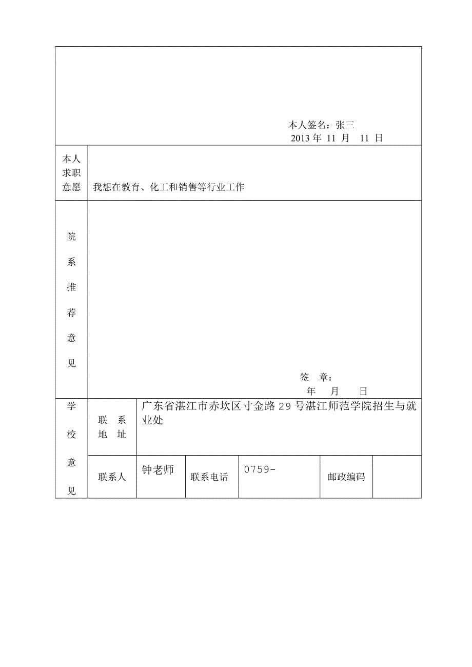 大学生就业推荐表模板_第5页