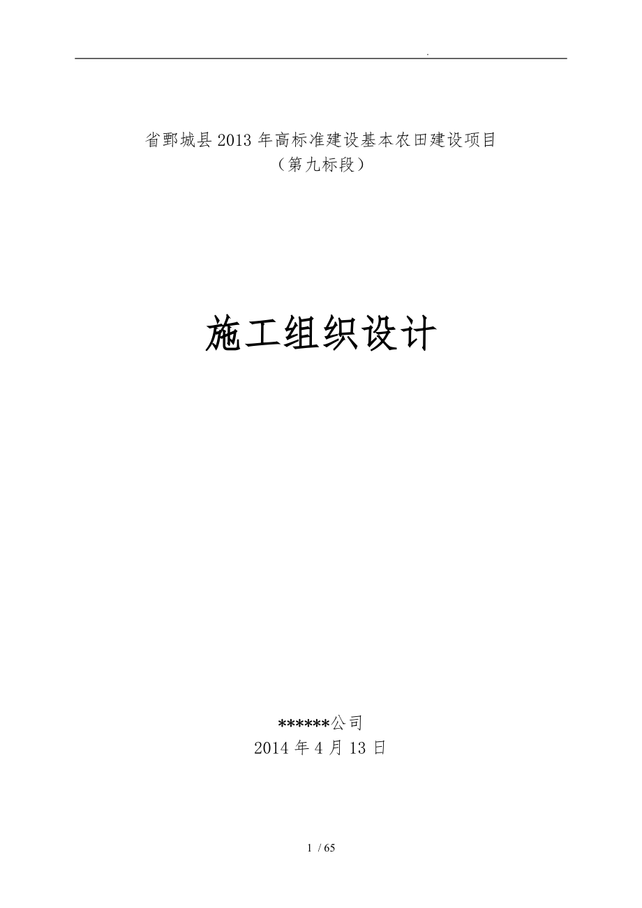 高标准建设基本农田建设项目工程施工设计方案_第1页