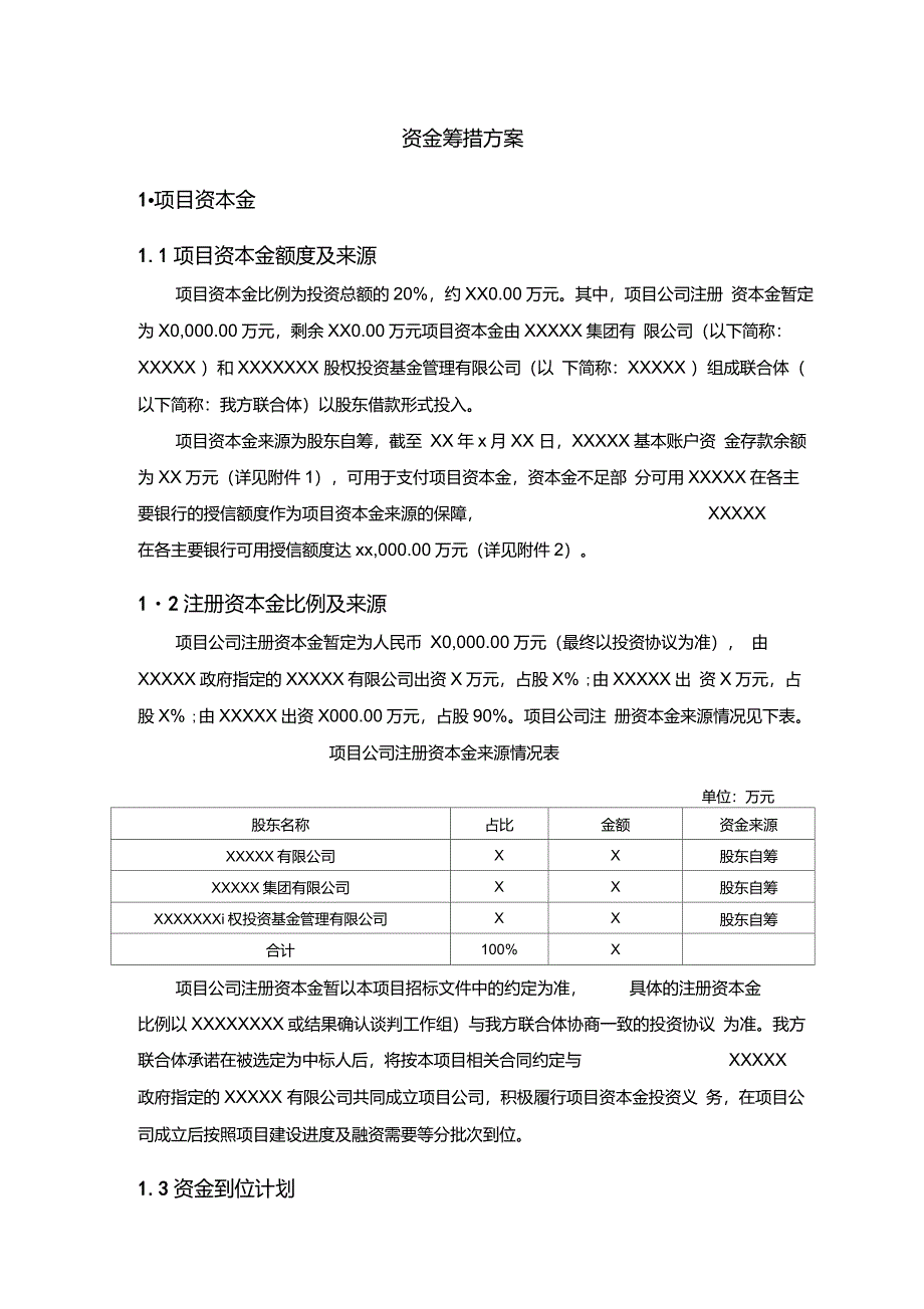 PPP项目资金筹措方案融资方案_第1页