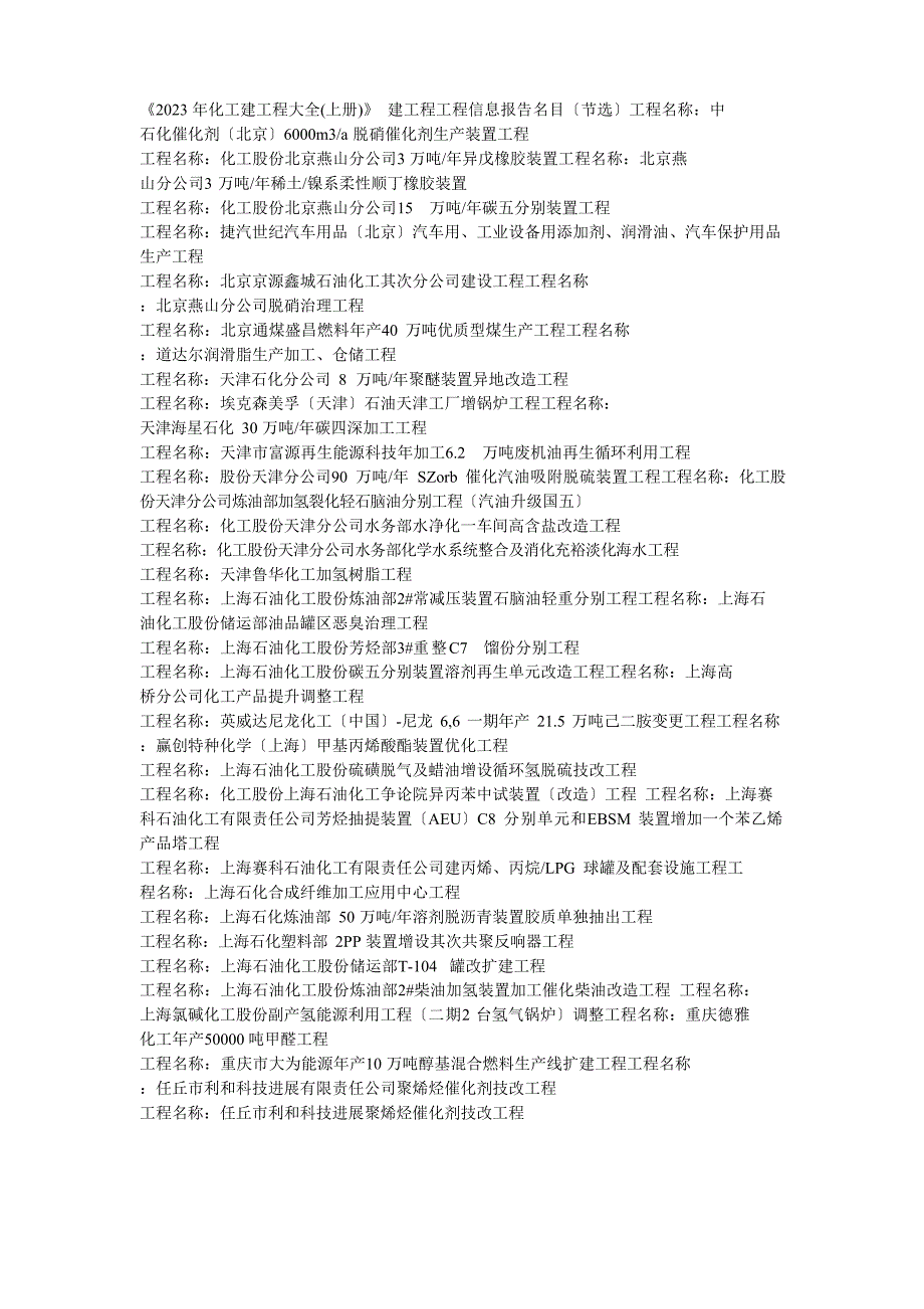 2023年中国石油化工新建项目大全_第1页