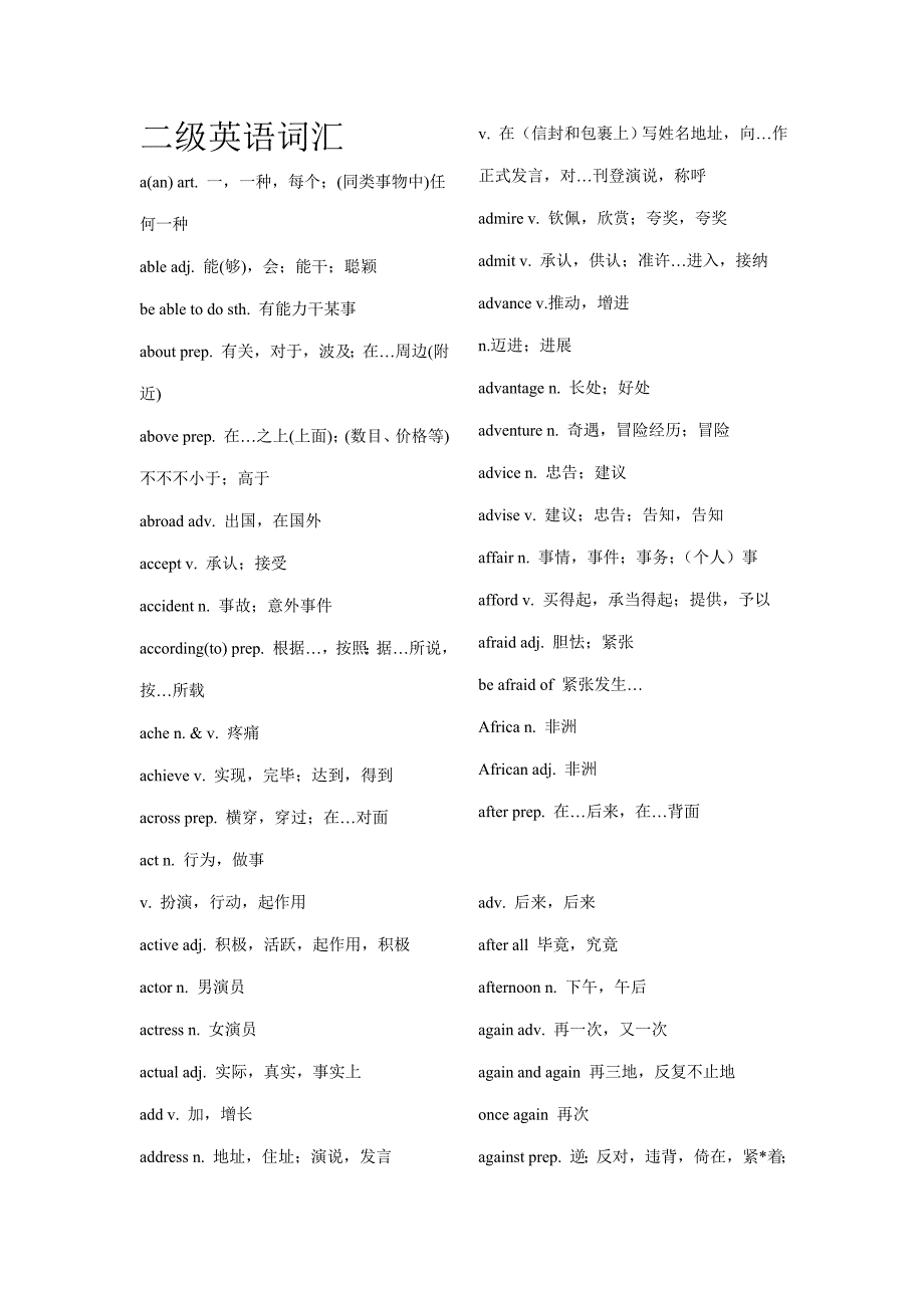2022全国二级英语词汇_第1页