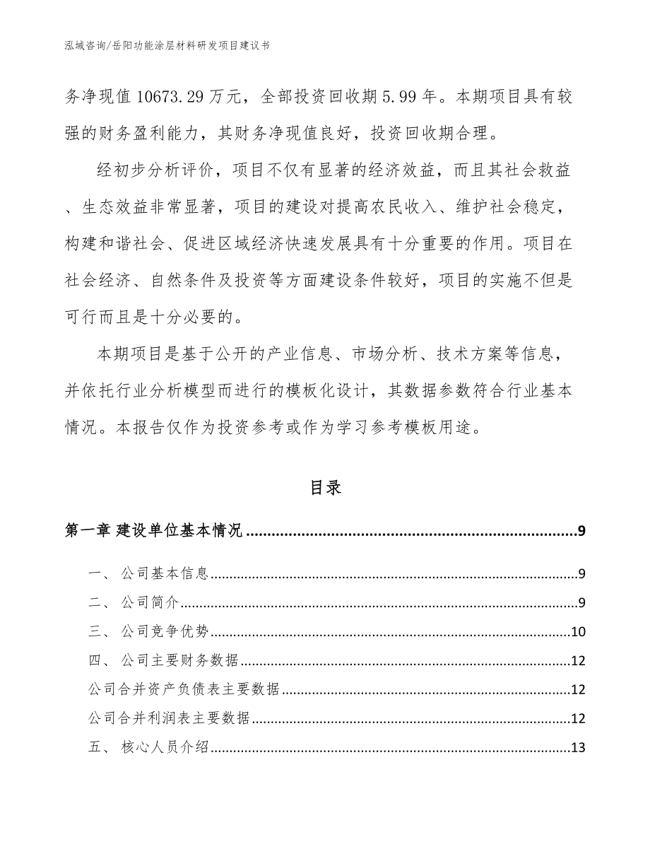 岳阳功能涂层材料研发项目建议书（范文）_第2页