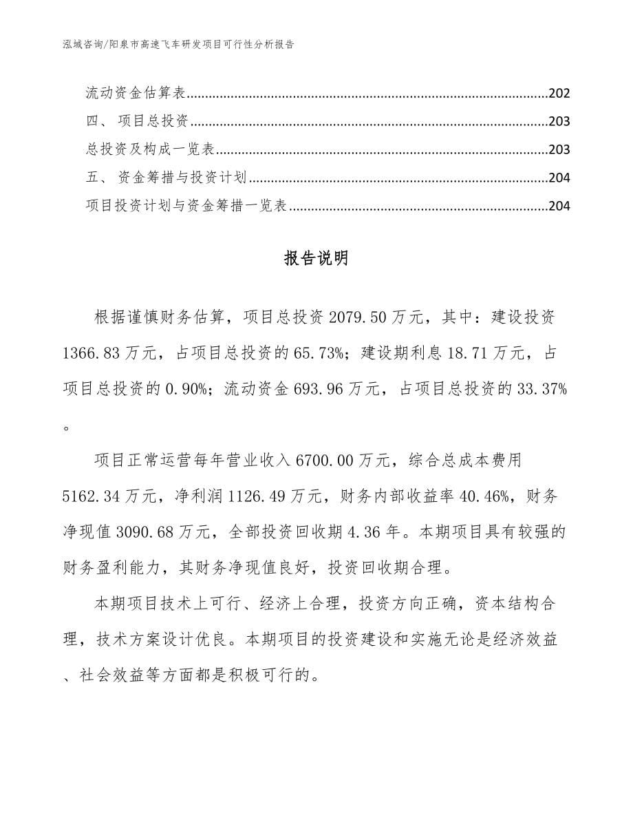 阳泉市高速飞车研发项目可行性分析报告模板_第5页