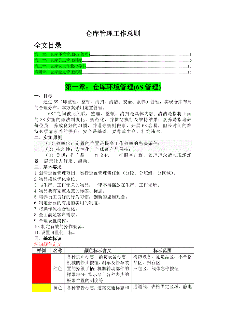 仓库管理工作总则仓库环境员工安全盘点管理制度_第1页