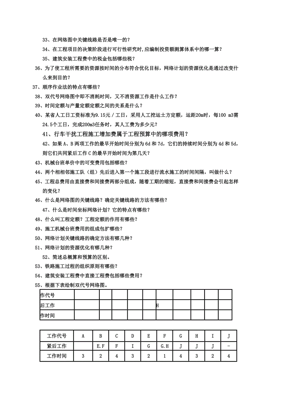 铁路施工组织与概预算期末复习题_第2页