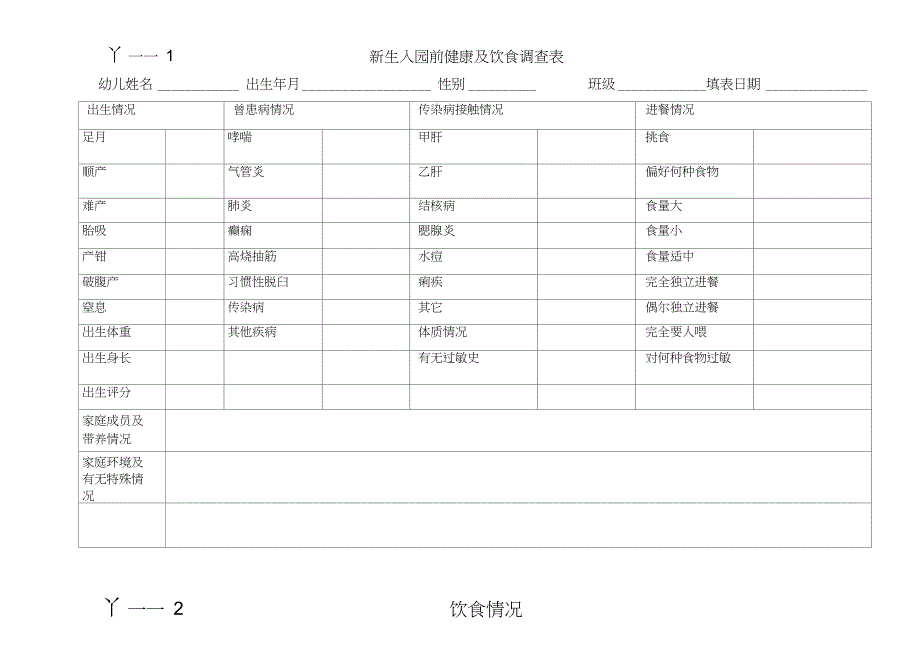 幼儿园实用常用表格_第1页