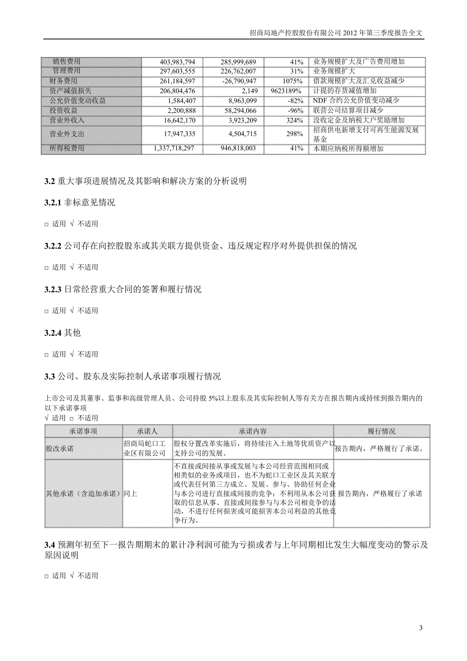 招商地产：第三季度报告全文_第3页