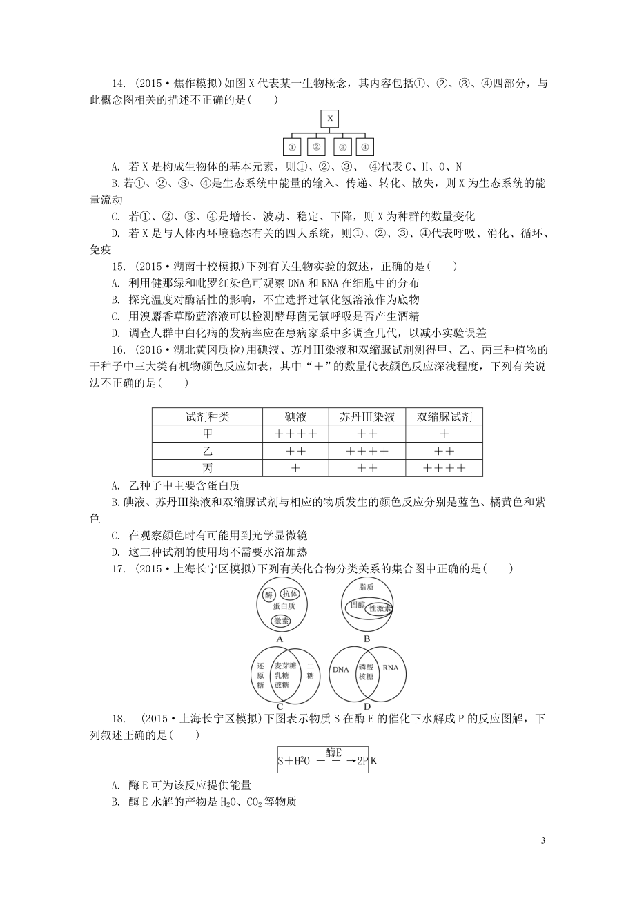 江苏省普通高等学校高三生物招生考试资源练习试题08090185_第3页