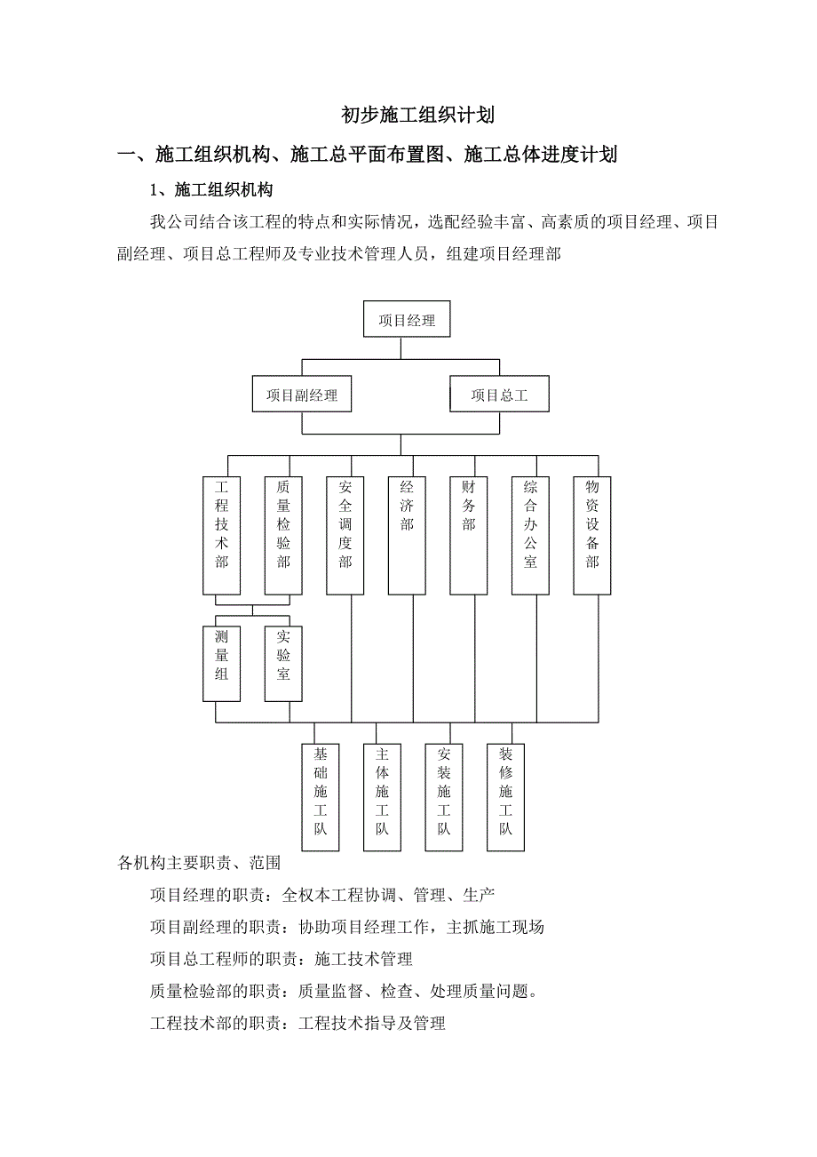 宝汉高速公路汉中至川界房建工程施工初步施工组织计划_第1页