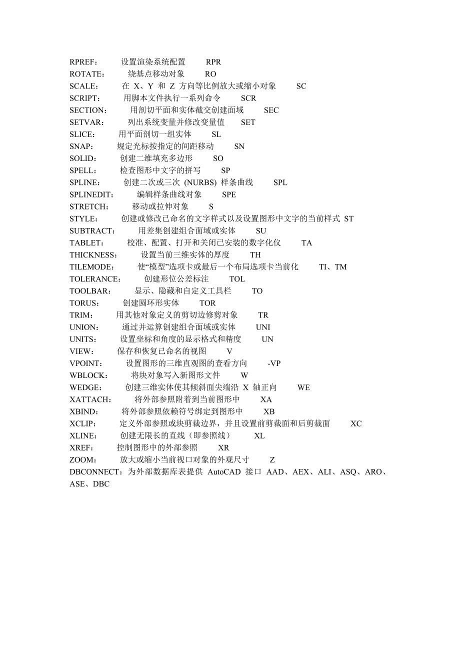 AutoCAD自定义命令快捷键大全_第5页