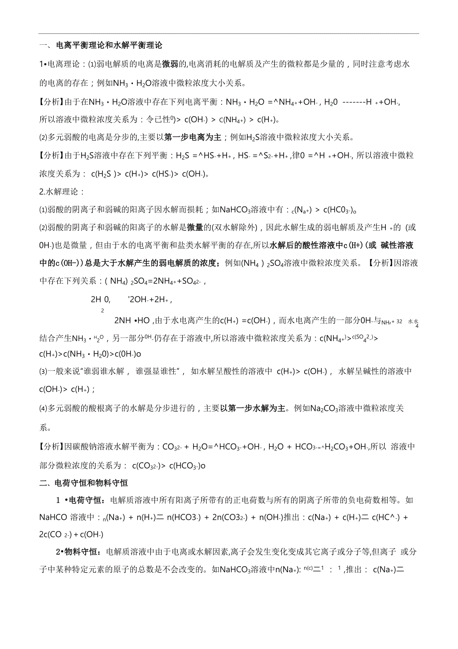 溶液中离子浓度大小比较总结归类_第1页