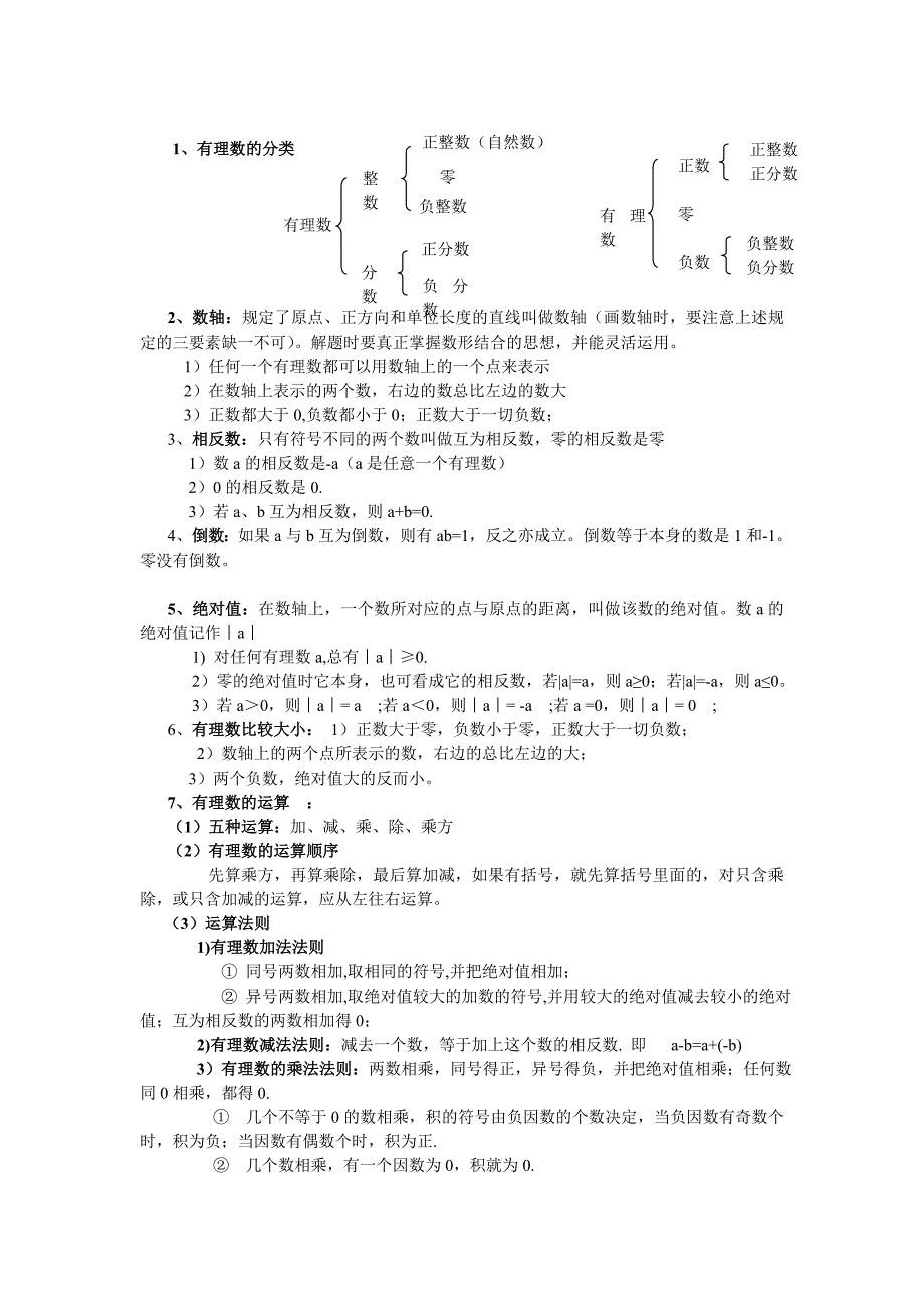 北师大版七年级上册第二章有理数及其运算知识点总结_第1页