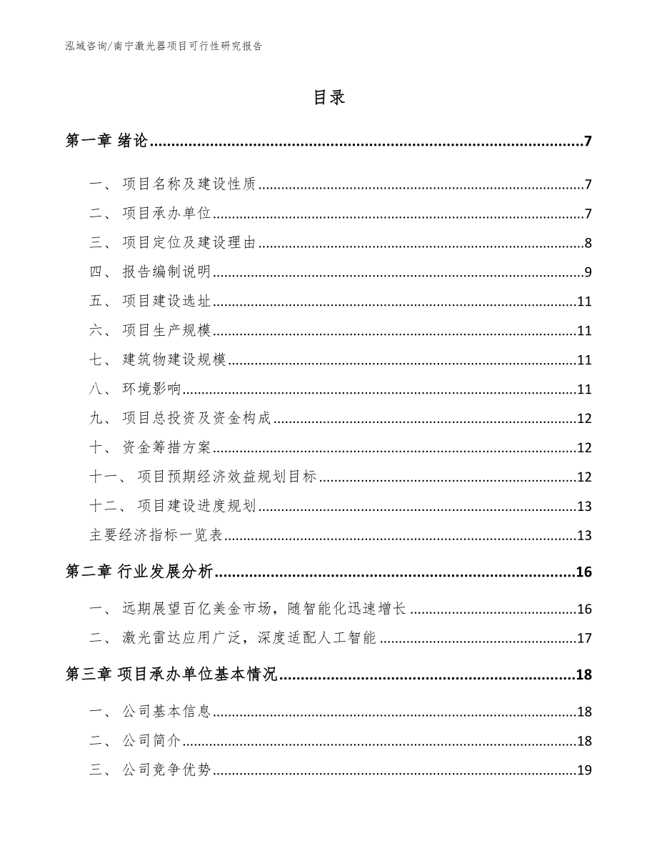 南宁激光器项目可行性研究报告模板范本_第1页