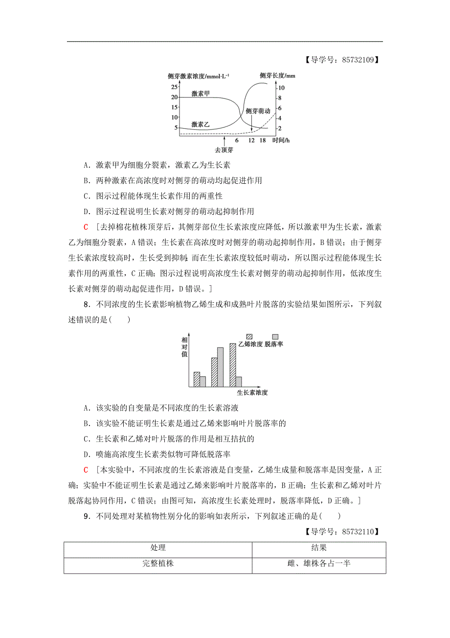 高中生物课时分层作业12其他植物激素及其应用苏教版必_第3页