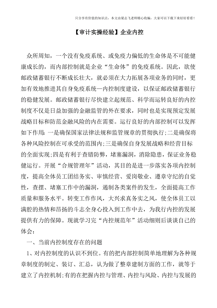 【审计实操经验】企业内控.doc_第1页